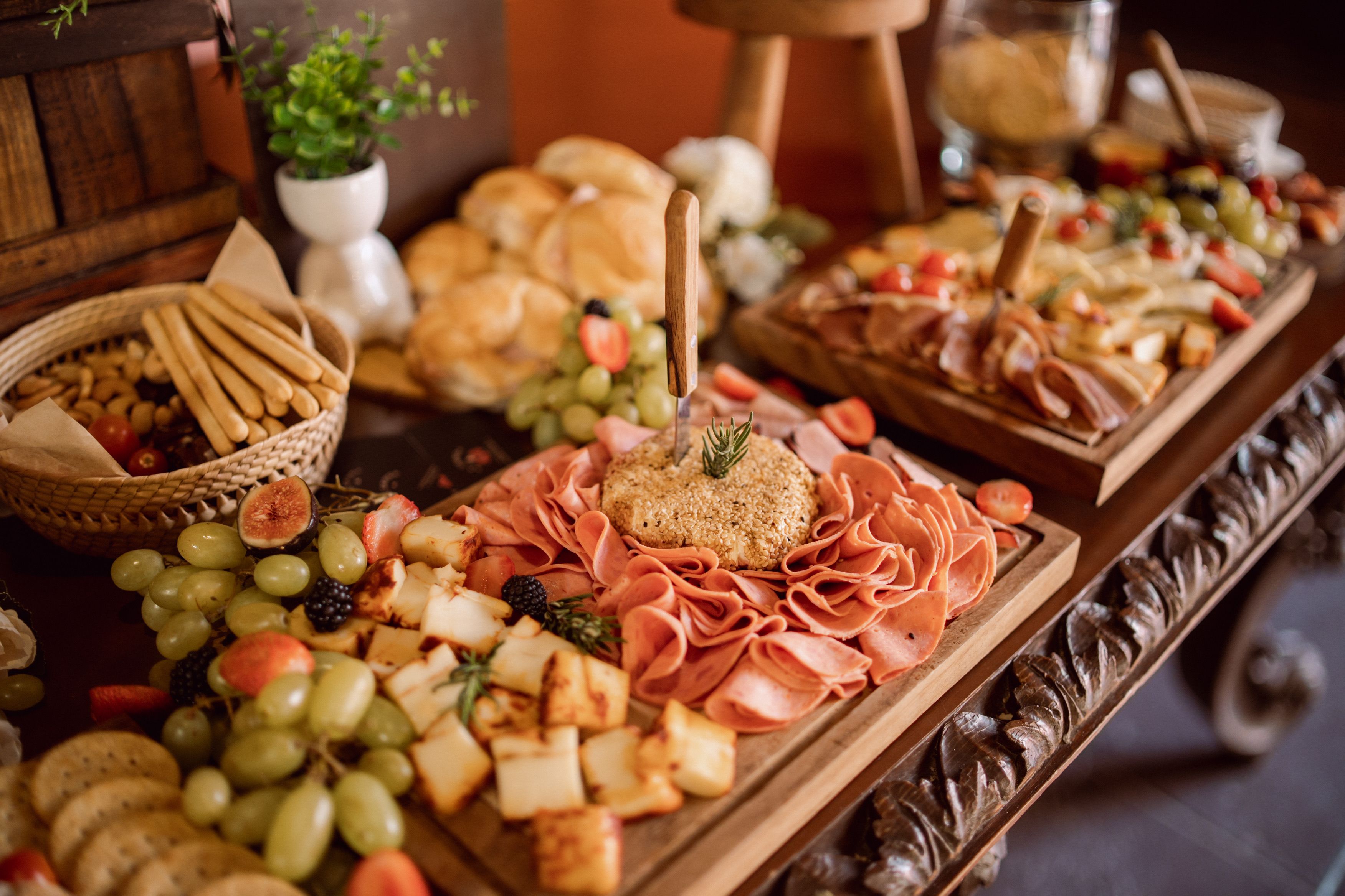 A catered lunch spread